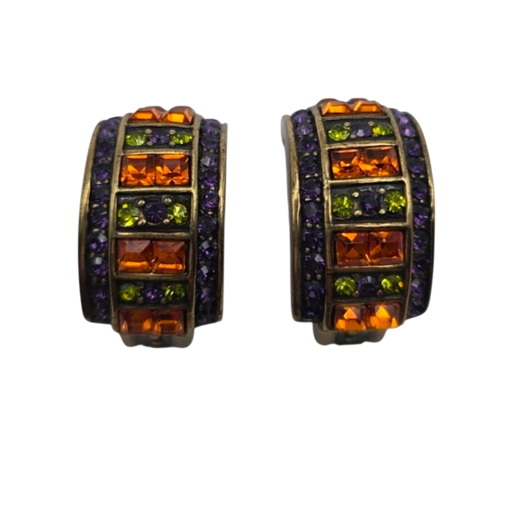 Heidi Daus Half Hoop Rhinestone Clip On Earrings
